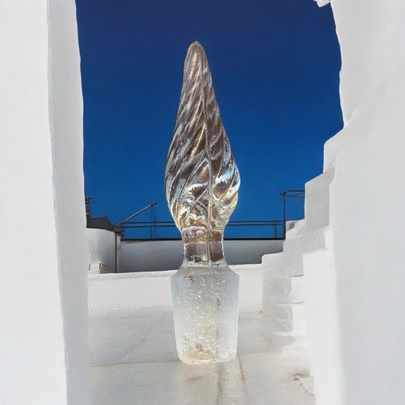 1970 Vintage Cranberry Etched-Crystal Tall Decanter w/Four Matching Tall Glasses - Picture 5 of 11